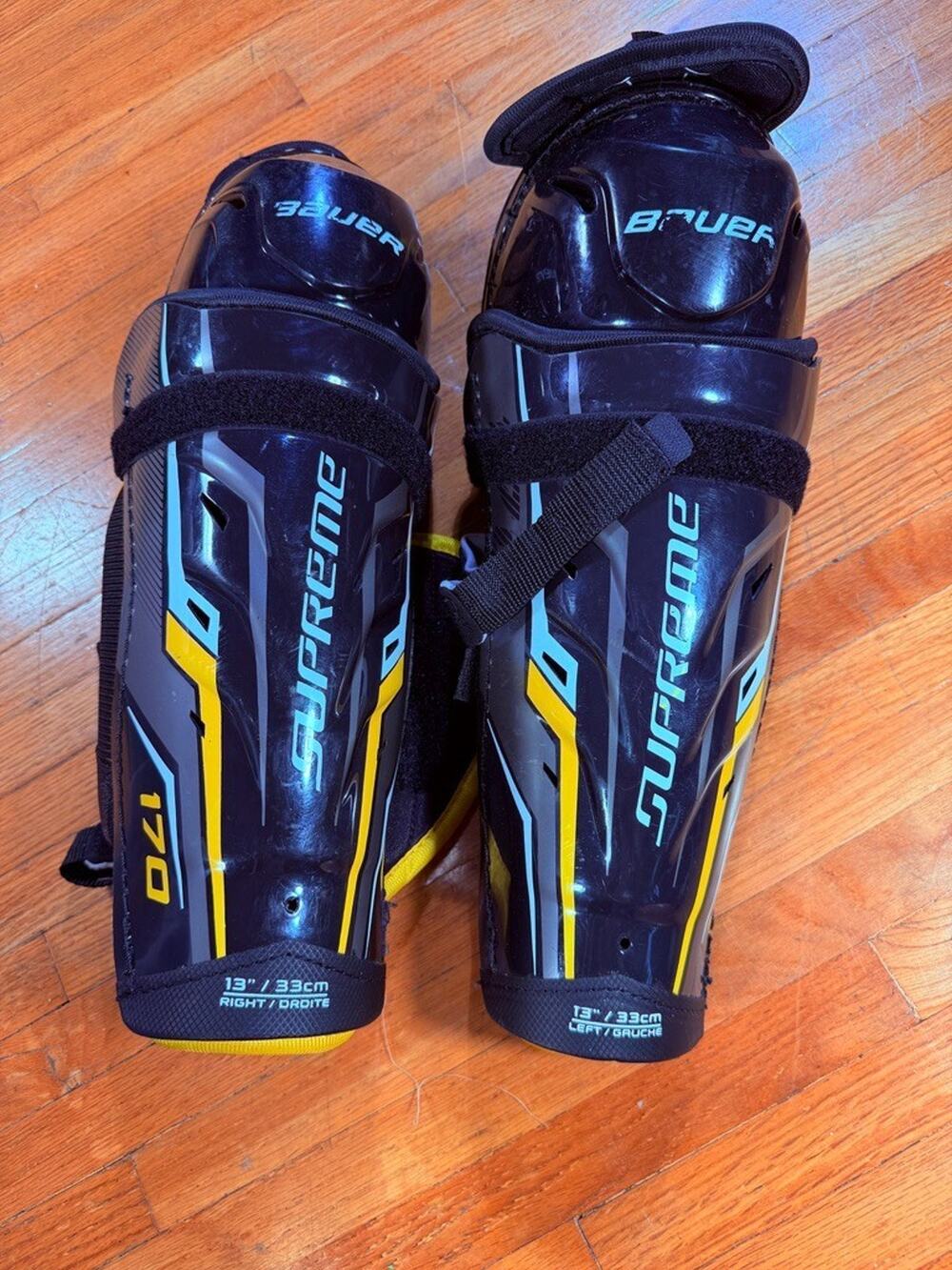 Bauer Supreme TotalONE NXG Ice Hockey Shin Guards 15 in Padded Black/Yellow